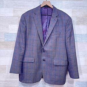 Loro Piana Summertime Wool Silk Linen Sport Coat Gray Plaid Mens 44S 44 Short